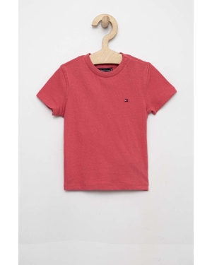Tommy Hilfiger t-shirt bawełniany dziecięcy kolor różowy gładki
