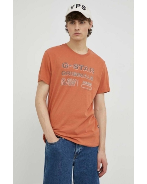 G-Star Raw t-shirt bawełniany kolor pomarańczowy z nadrukiem