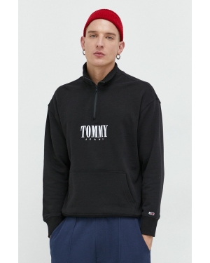 Tommy Jeans bluza bawełniana męska kolor czarny melanżowa