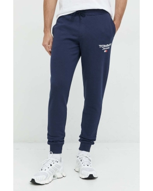 Tommy Jeans spodnie dresowe bawełniane męskie kolor granatowy z nadrukiem