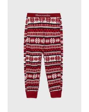 Abercrombie & Fitch spodnie piżamowe dziecięce kolor bordowy wzorzysta