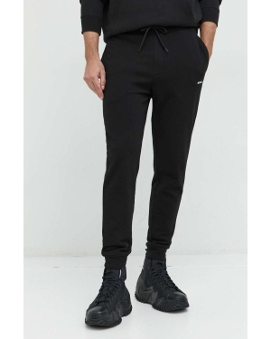 HUGO spodnie dresowe bawełniane męskie kolor czarny gładkie