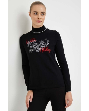 Newland sweter wełniany damski kolor czarny lekki z półgolfem
