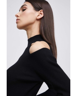 Medicine sweter damski kolor czarny lekki z półgolfem