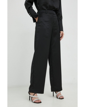 BOSS spodnie damskie kolor czarny szerokie high waist