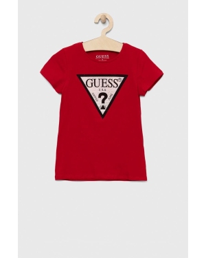 Guess t-shirt dziecięcy kolor czerwony