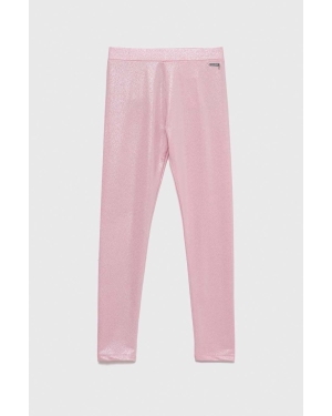 Guess legginsy dziecięce kolor różowy