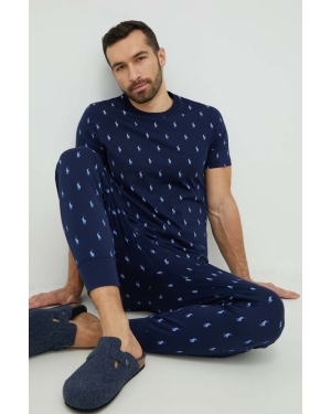 Polo Ralph Lauren t-shirt piżamowy bawełniany kolor granatowy wzorzysta