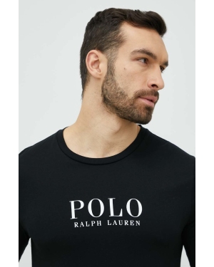 Polo Ralph Lauren longsleeve piżamowy bawełniany kolor czarny z nadrukiem
