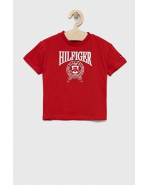 Tommy Hilfiger t-shirt dziecięcy kolor czerwony wzorzysty
