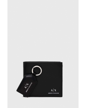 Armani Exchange portfel i brelok skórzany męski kolor czarny 958487 CC845