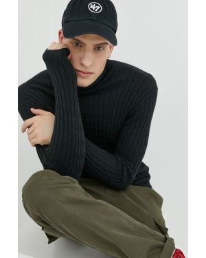 Abercrombie & Fitch sweter z domieszką wełny męski kolor czarny lekki z golferm