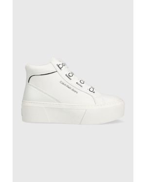 Calvin Klein Jeans sneakersy skórzane kolor biały