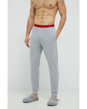HUGO spodnie piżamowe męskie kolor szary gładka