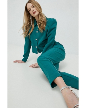 Custommade spodnie Parilla damskie kolor zielony proste high waist